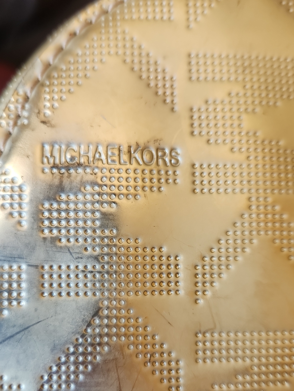 Michael KORS Metallic Gold Tote Handbag with Light Tan Straps - Picture 11 of 15